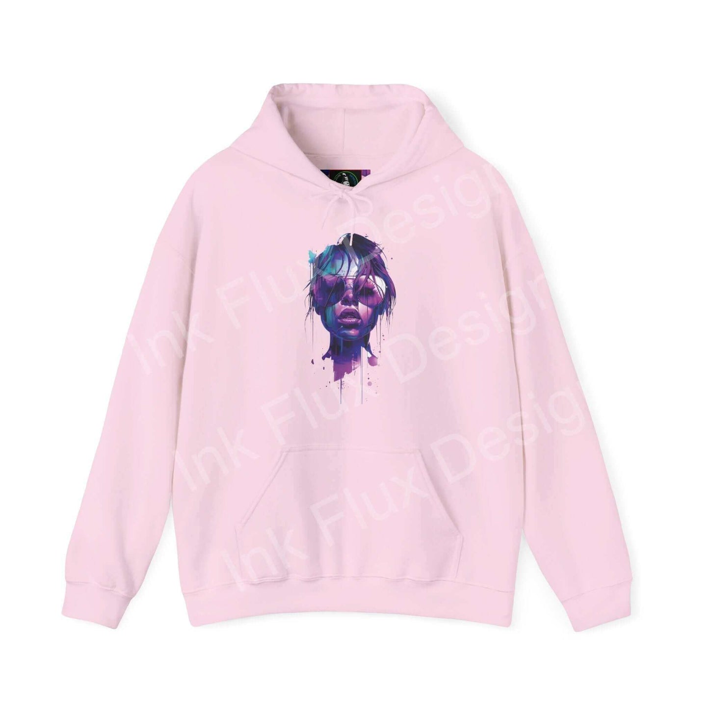 Pink Cool Shades Hooded Sweatshirt with bold graphic design on front, combining comfort with creative style