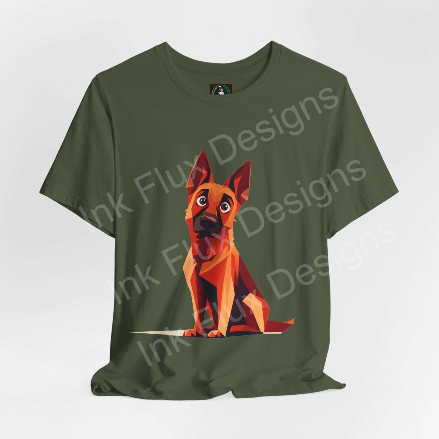 German Shepherd Dog T-Shirt featuring a graphic illustration of a German Shepherd.