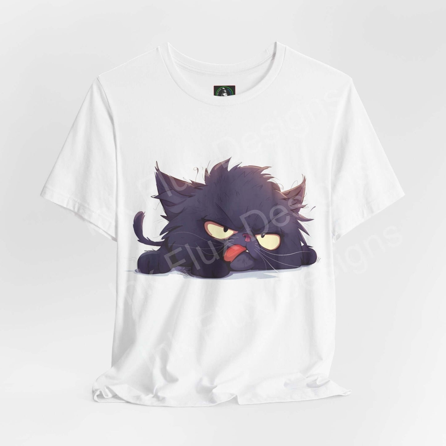 Cat T-Shirt featuring a Lazy Cat graphic with a sleepy, humorous design on a white tee.