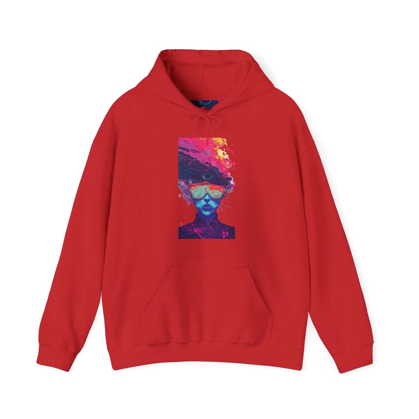 Red Psychedelic Trip III hooded sweatshirt featuring vibrant, bold graphic design on front, perfect for graphic hoodies lovers.