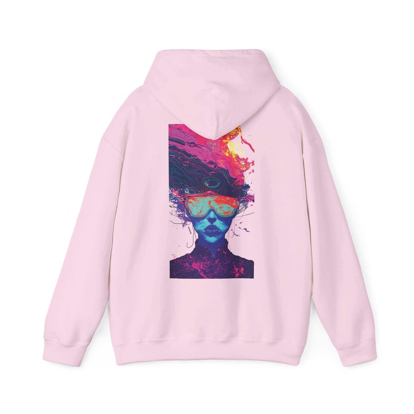 Pink Psychedelic Trip III graphic hoodie with bold, colorful design on back, ideal for stylish, comfortable wear.