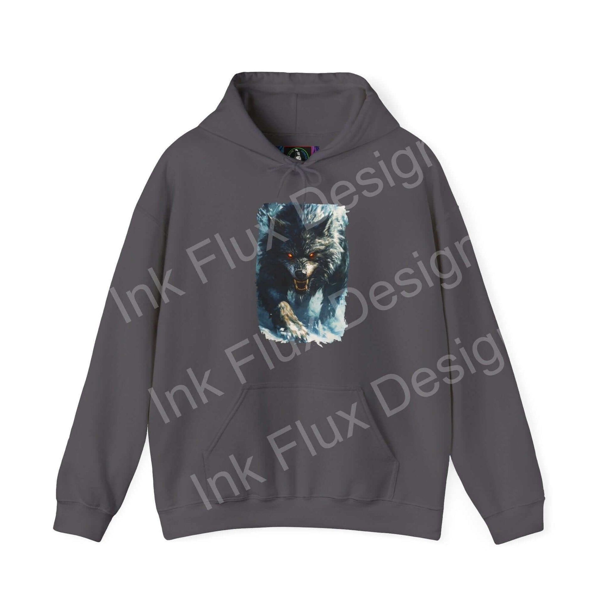 Unisex grey hoodie featuring a bold graphic of a wolf, ideal for those who appreciate creative and cozy hoodies with bold designs.