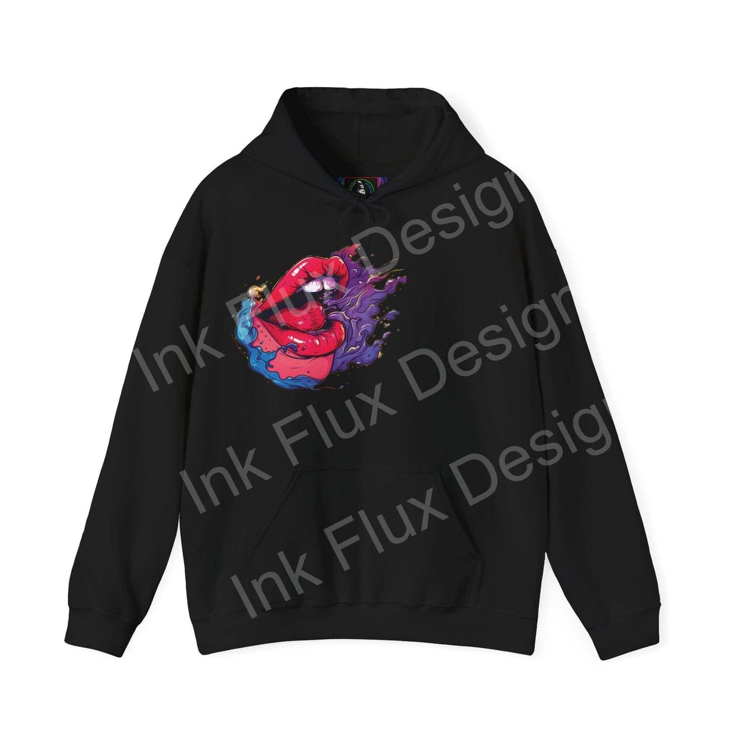 Black Smile II hooded sweatshirt with a vibrant, bold graphic design on the front, perfect for showcasing unique style in graphic hoodies.