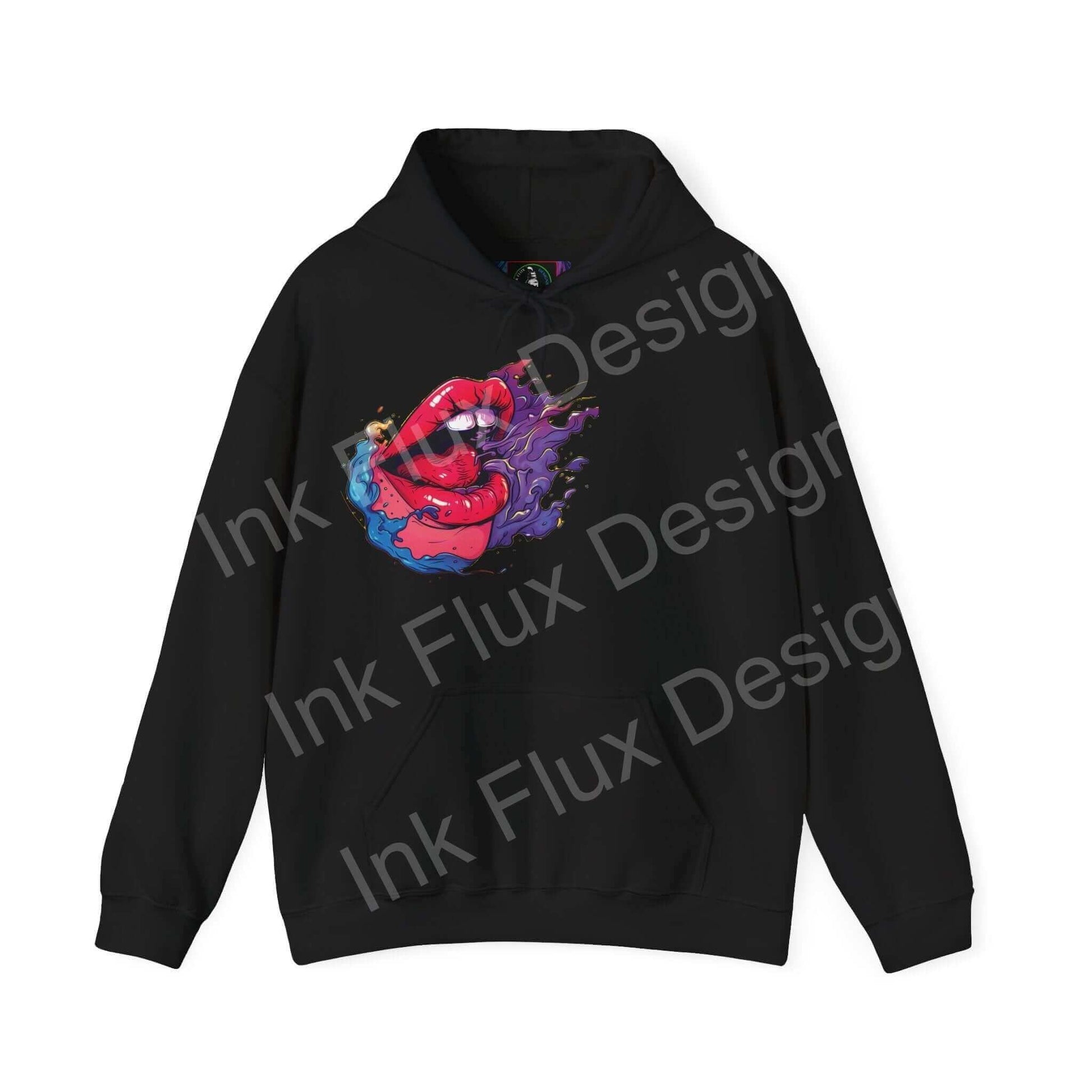 Black Smile II hooded sweatshirt with a vibrant, bold graphic design on the front, perfect for showcasing unique style in graphic hoodies.