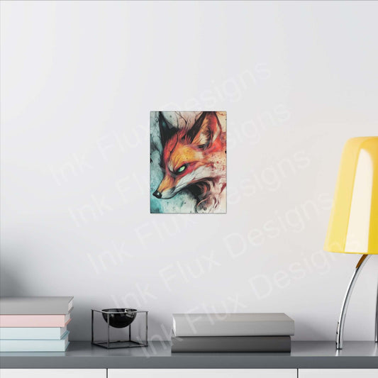Ethereal Fox artwork on wall by Ink Flux Designs, showcasing vibrant colors and artistic detail.