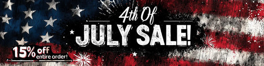 4th of July Sale Is Live – Celebrating Creativity and Independence with 15% off entire order on a patriotic background.