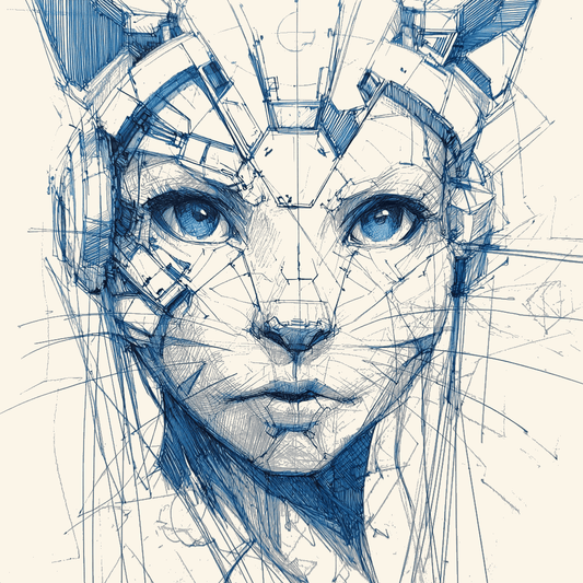 Sketchbook Journey: Cyborg Cat Portrait