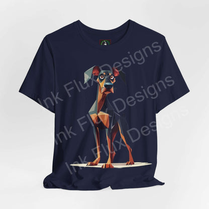 Navy Dobermann Big Pup graphic tee, featuring a stylized Dobermann design on Airlume cotton, ethically made by Bella+Canvas.