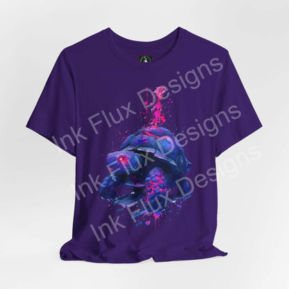 Spirit Animal T-Shirt featuring a vibrant turtle guardian graphic on a purple tee.