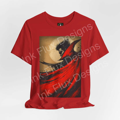 Dracula T-Shirt – Gothic Vampire Art Tee featuring dark red design by Ink Flux Designs.