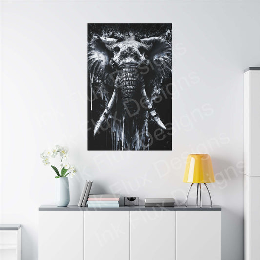 Stylish Elephant Spirit II canvas art by Ink Flux Designs displayed in a modern interior setting.
