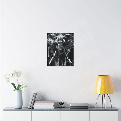 Elephant Spirit II Canvas artwork displayed on a modern wall, showcasing Ink Flux Designs' creative projects.