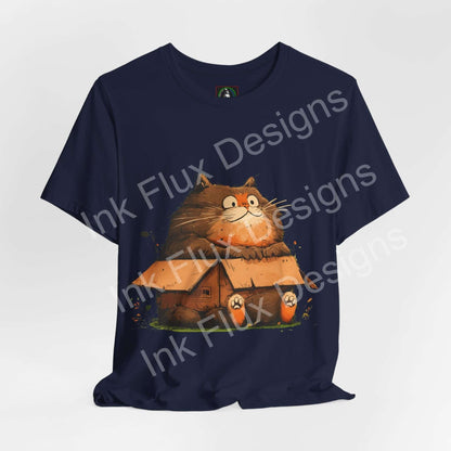 Funny Cat T-Shirt featuring a chunky cat in a box design, perfect for cat lovers.