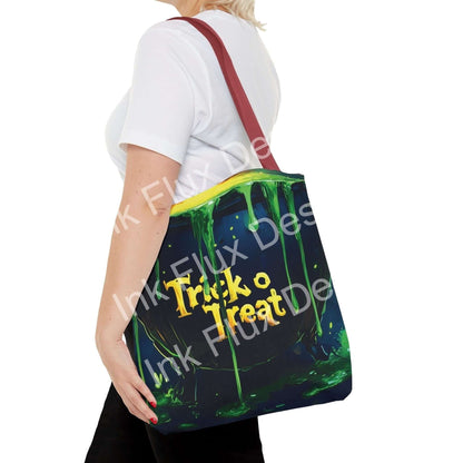 Halloween Tote Bag featuring Witch Cauldron design for spooky Halloween celebrations.