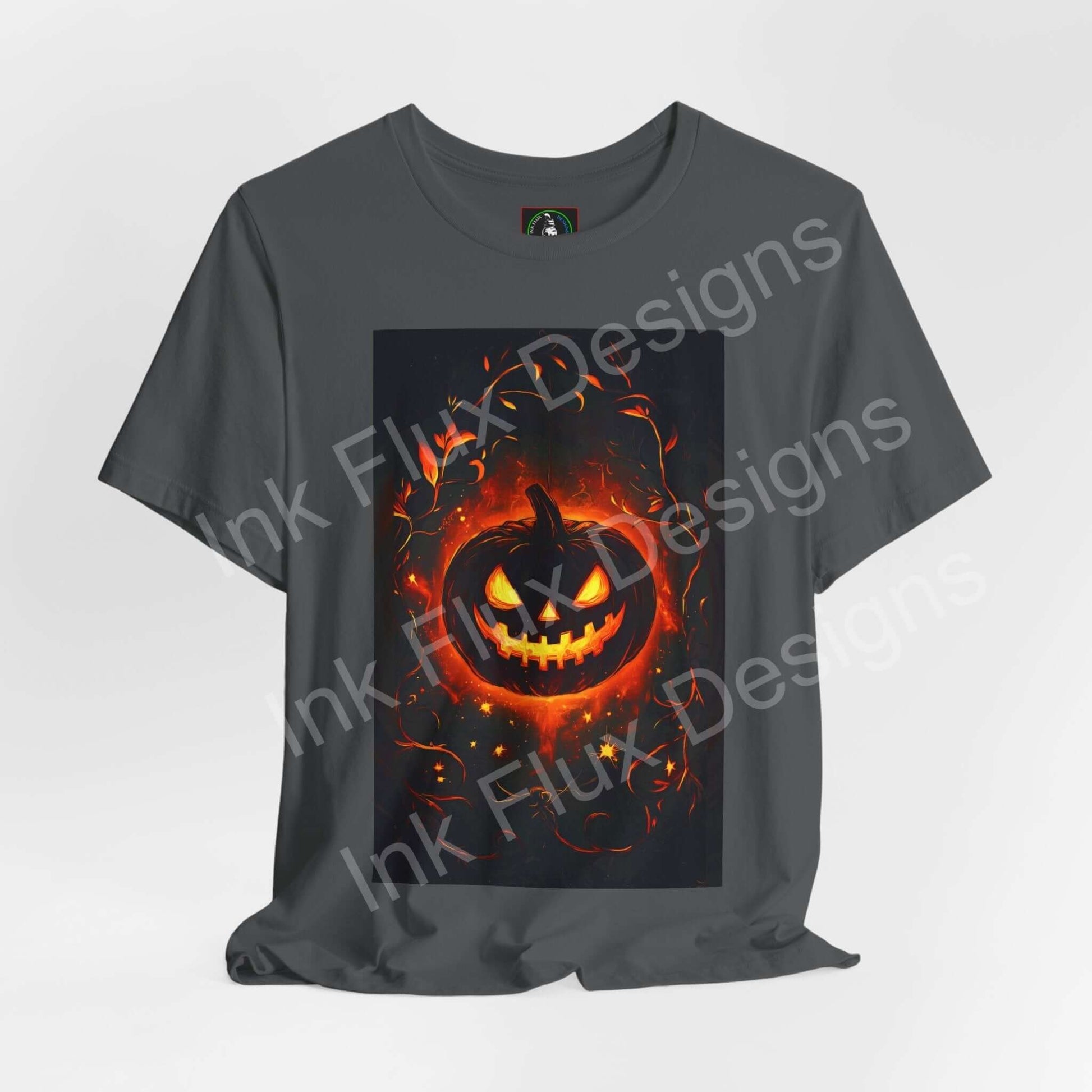 Jack-O-Lantern T-Shirt – Pumpkin Face Halloween Tee featuring a vintage pumpkin design in fiery colors.