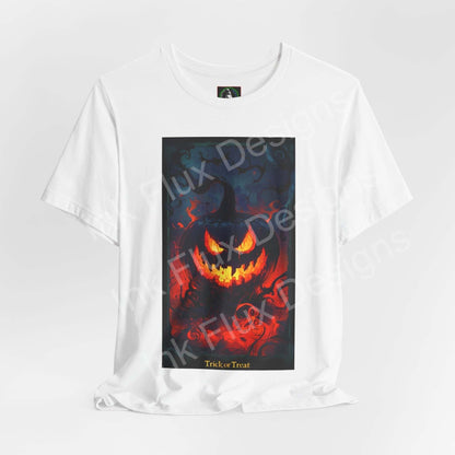 jack-o-lantern-t-shirt featuring a vintage pumpkin graphic for Halloween by Ink Flux Designs