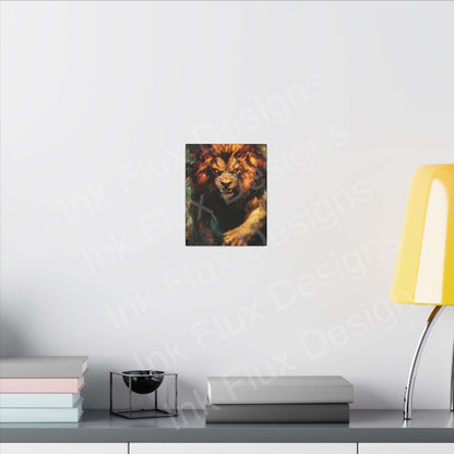 Lion Fury III Matte Canvas by Ink Flux Designs, featuring a fierce lion, perfect for stylish decor and artistic projects.