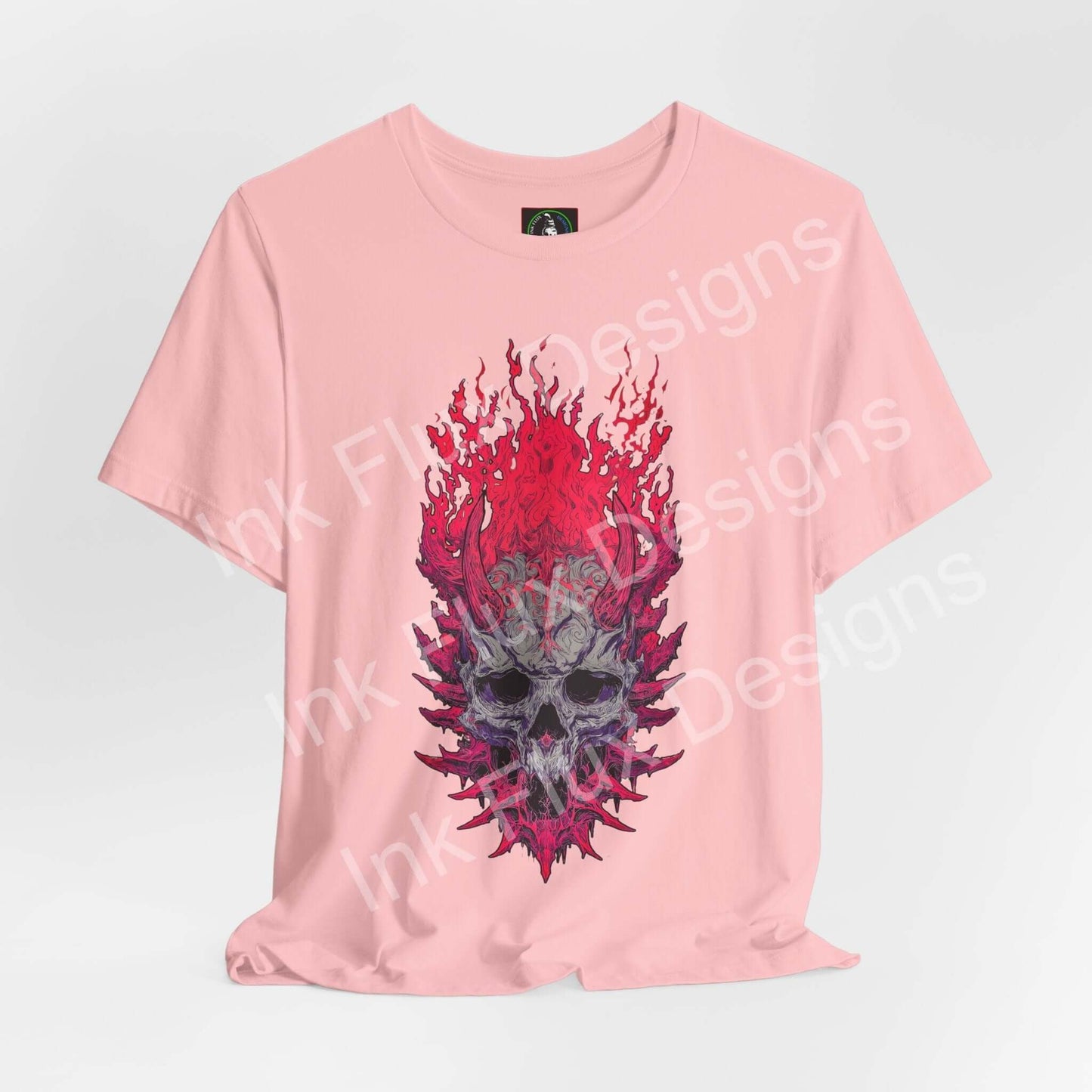 Neural Inferno Skulls & Bones T-Shirt featuring a flaming skull graphic design, a unique Skull Graphic T-Shirt.