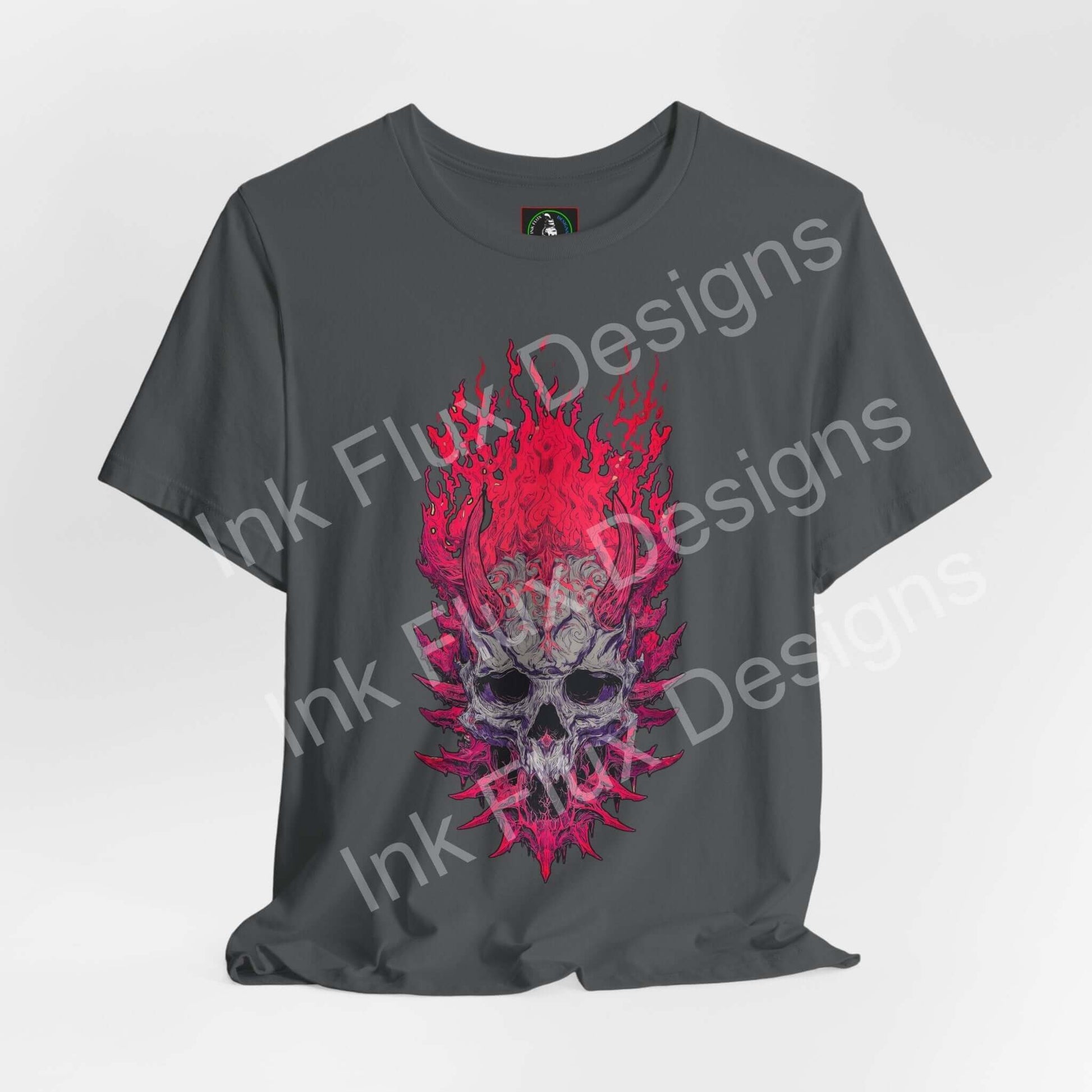 Neural Inferno Skulls & Bones T-Shirt featuring a stylized flaming skull graphic, perfect for lovers of Skull Graphic T-Shirt.