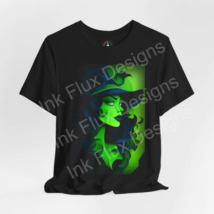 Paper Cut-Out Green Witch unisex graphic t-shirt featuring a mystical green witch design.