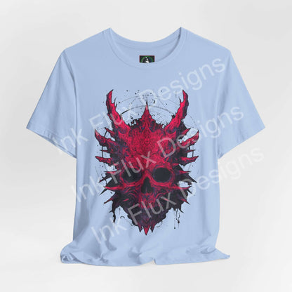 Skull Graphic T-Shirt featuring a red skull design with jagged spikes and a surreal horror aesthetic.