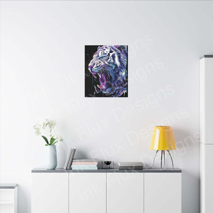 Stunning White Tiger matte canvas by Ink Flux Designs, perfect for adding a bold touch to any room.